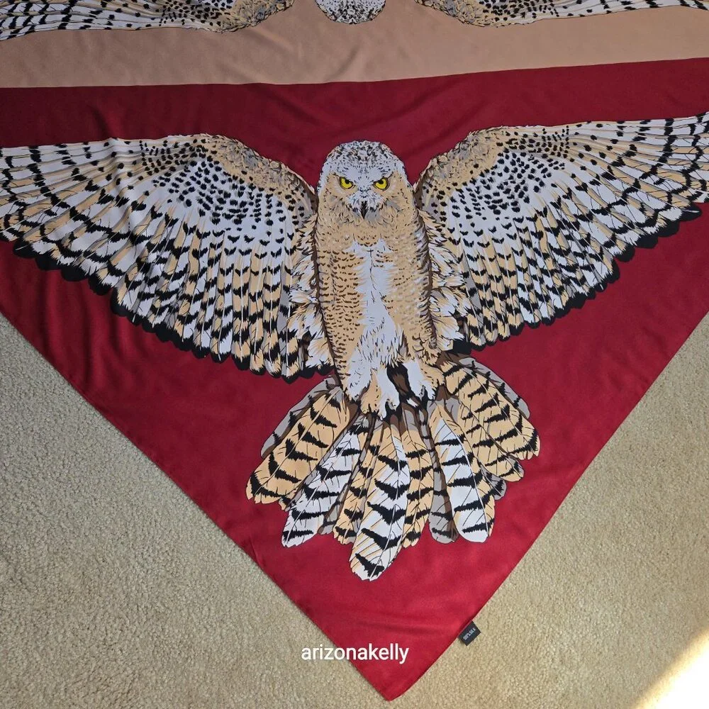 *HUGE* Silk Owl Scarf Wrap Shawl